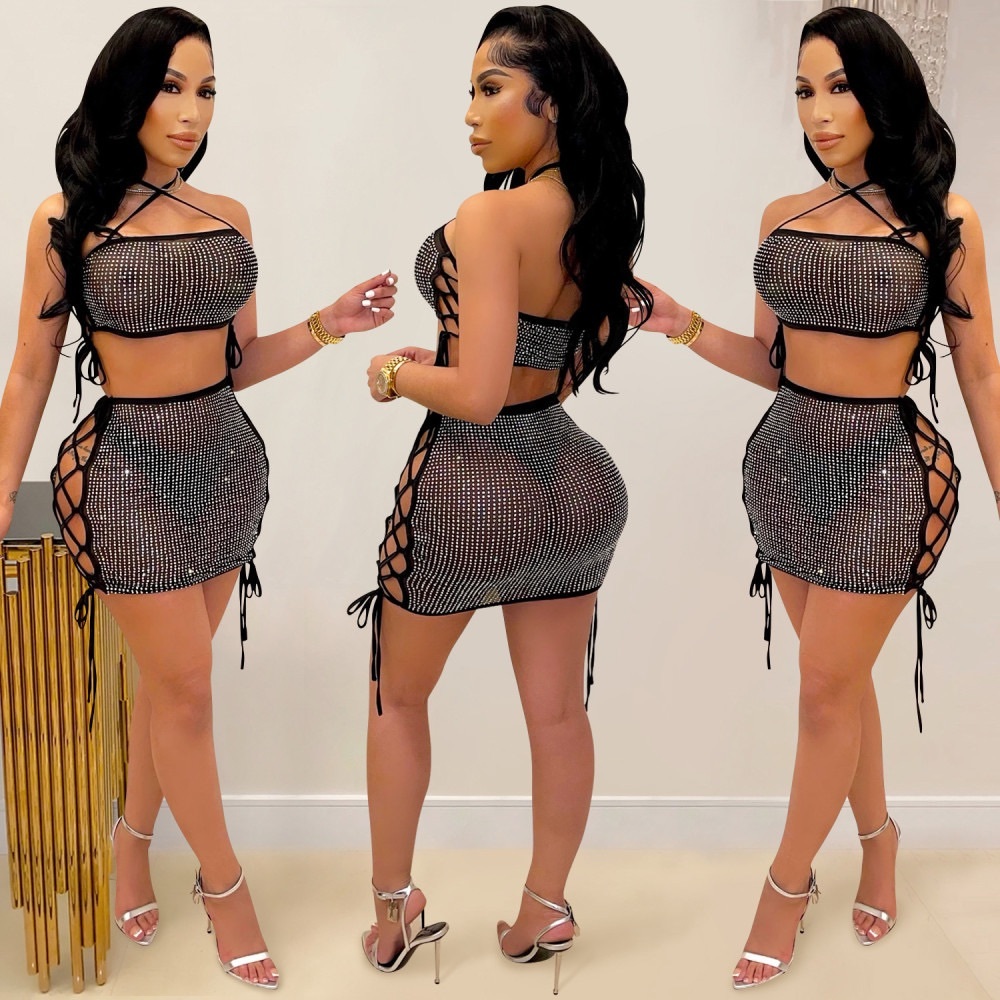 Two piece rhinestones set.